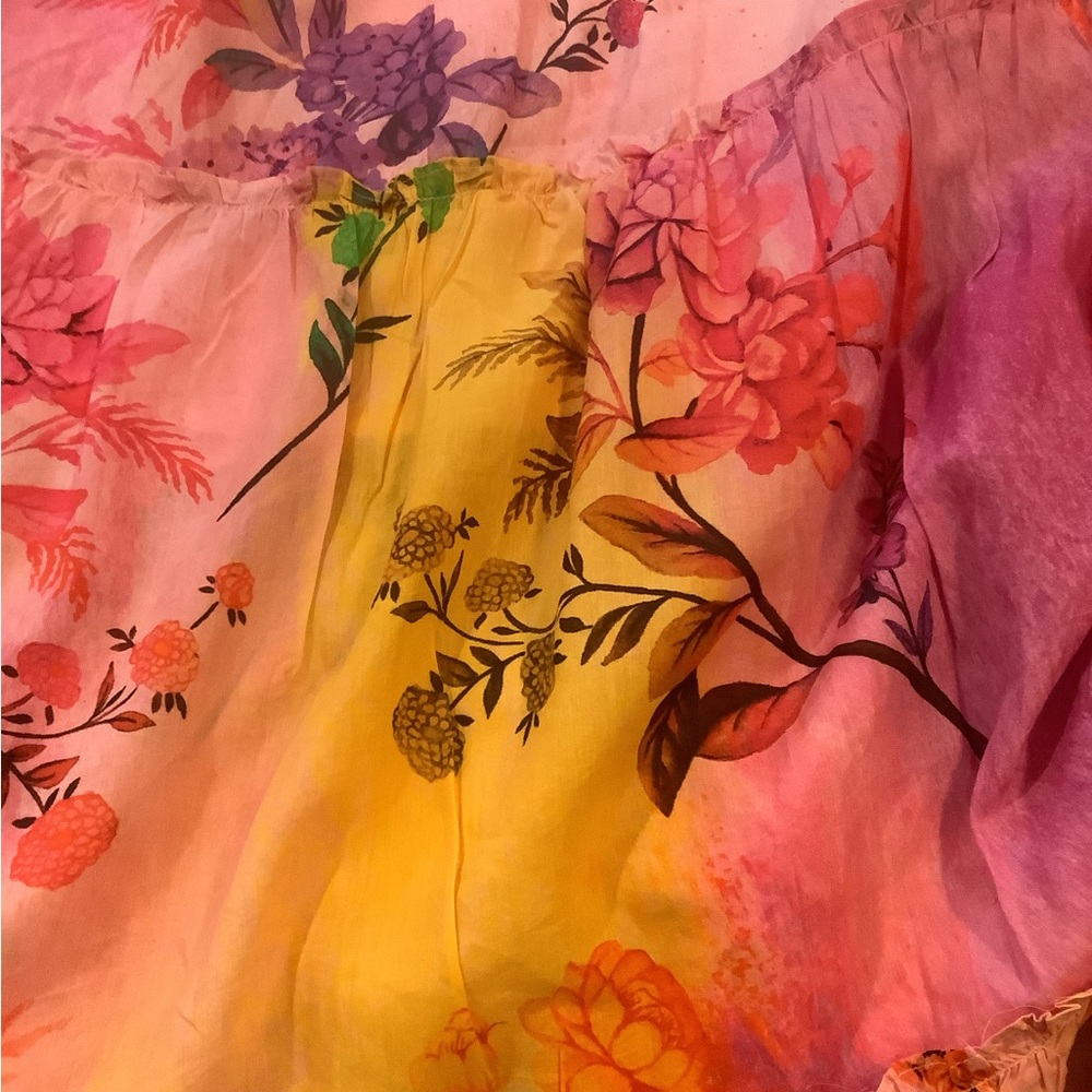 Anthropologie Floral Maxi Dress in Pink and Orange - Picture 15 of 16
